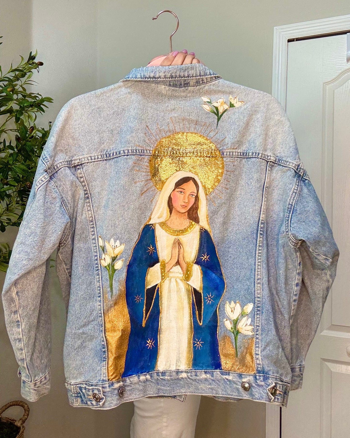 Sacred Light — Denim Jacket — Hand Painted