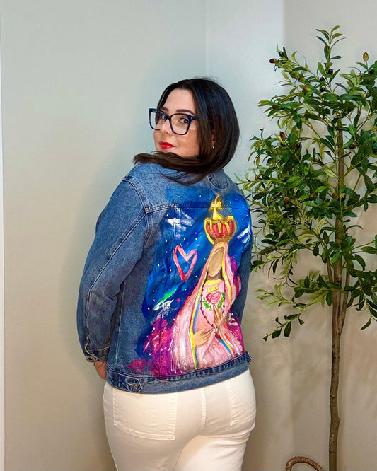 Our Lady of Light - Denim Jacket - Hand-Painted