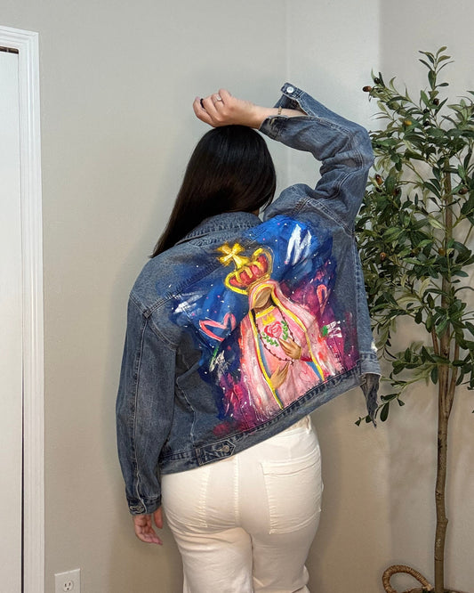 Our Lady of Light - Denim Jacket - Hand-Painted