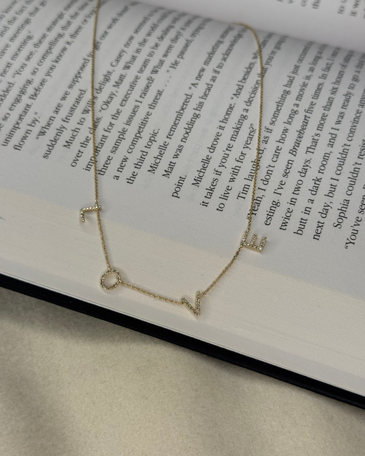 Side by Side Necklace – 14K Gold (LOVE)