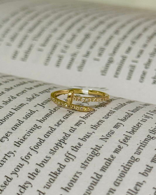 Diamond Nail Ring — 14k Gold