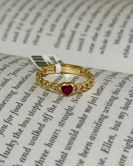 Sweetheart Chain Ring — 14k Gold