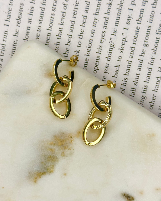 Linked Luxe Earrings (3-Tier) — 14k Gold