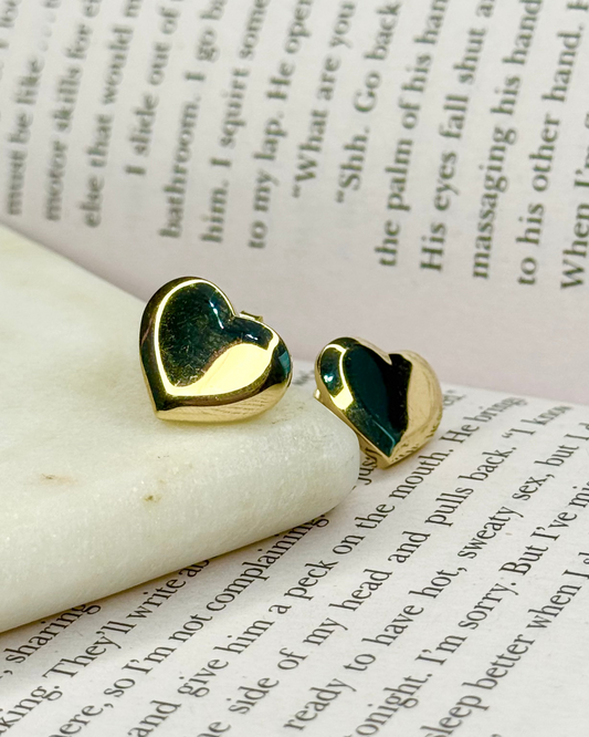 Puffy Heart Earrings — 14k Gold