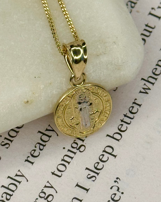 Saint Benedict Medium Medallion — 14k Yellow & White Gold
