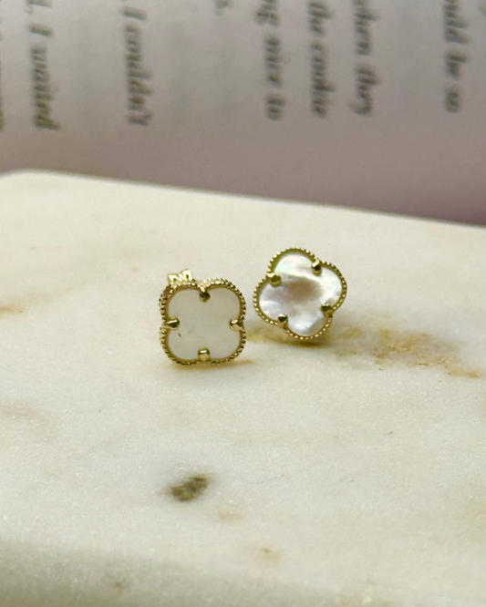 Blanca Bloom Studs · White Mother-of-Pearl — 14k Gold