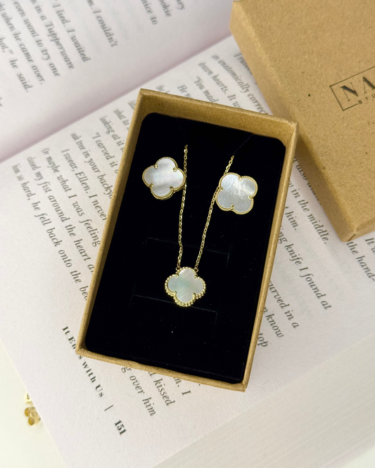Blanca Bloom Set · Necklace & Studs — 14k Gold