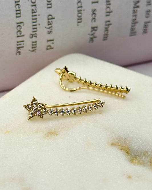 Starry Climber · Gold Ear Crawler — 14k Gold