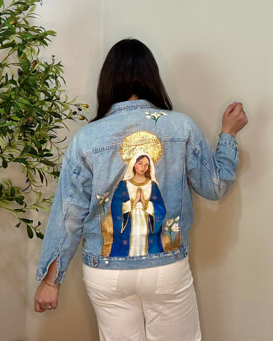 Sacred Light — Denim Jacket — Hand Painted