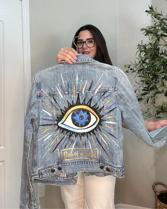 Blue Gaze — Denim Jacket — Hand Painted